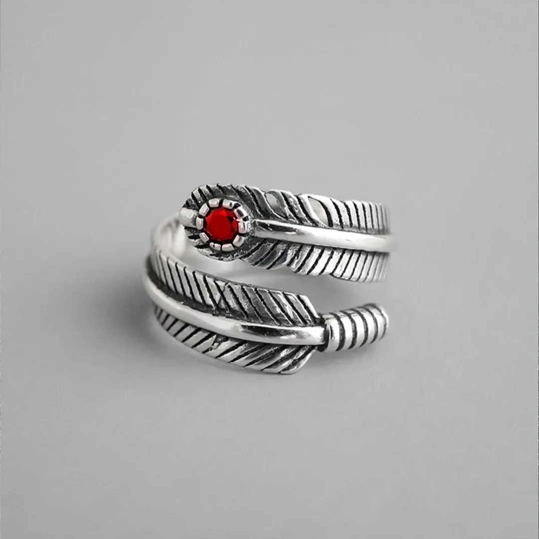 For Memorial - S925 Guardian Angel Turquoise Feather Ring