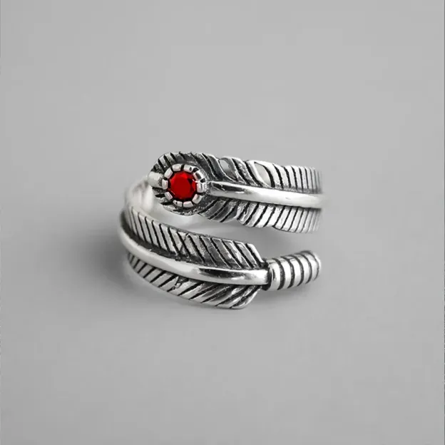 For Memorial - S925 Guardian Angel Turquoise Feather Ring