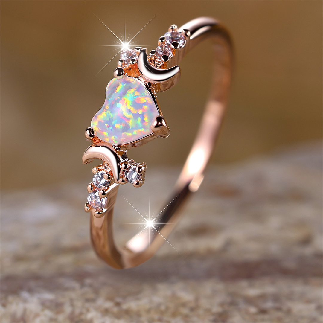 For Self - Remember To Love Yourself Unconditionally Love Heart Opal Ring