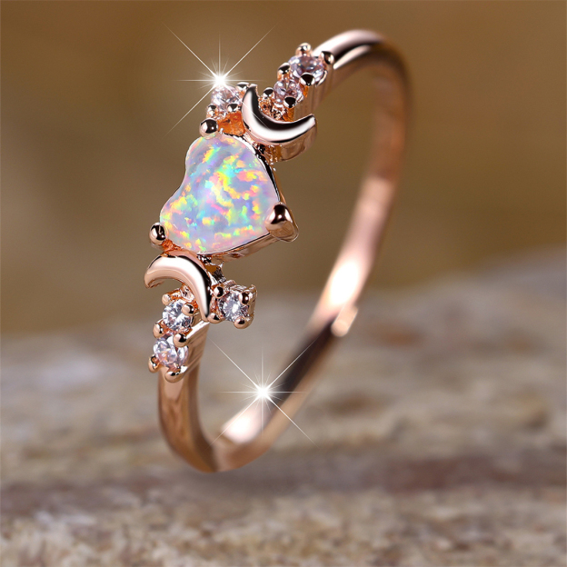 For Self - Remember To Love Yourself Unconditionally Love Heart Opal Ring