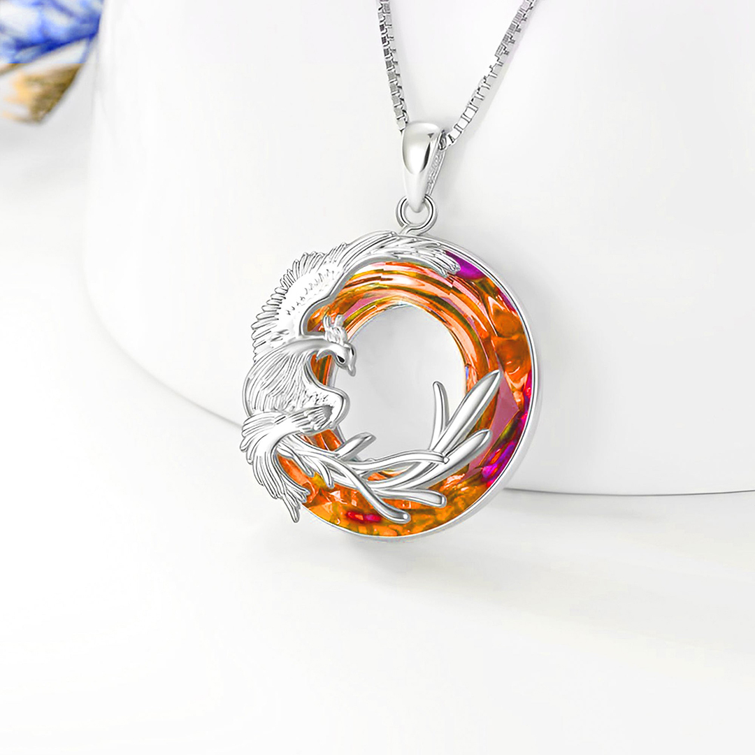S925 I am A Warrior The Ashes Phoenix Crystal Necklace 