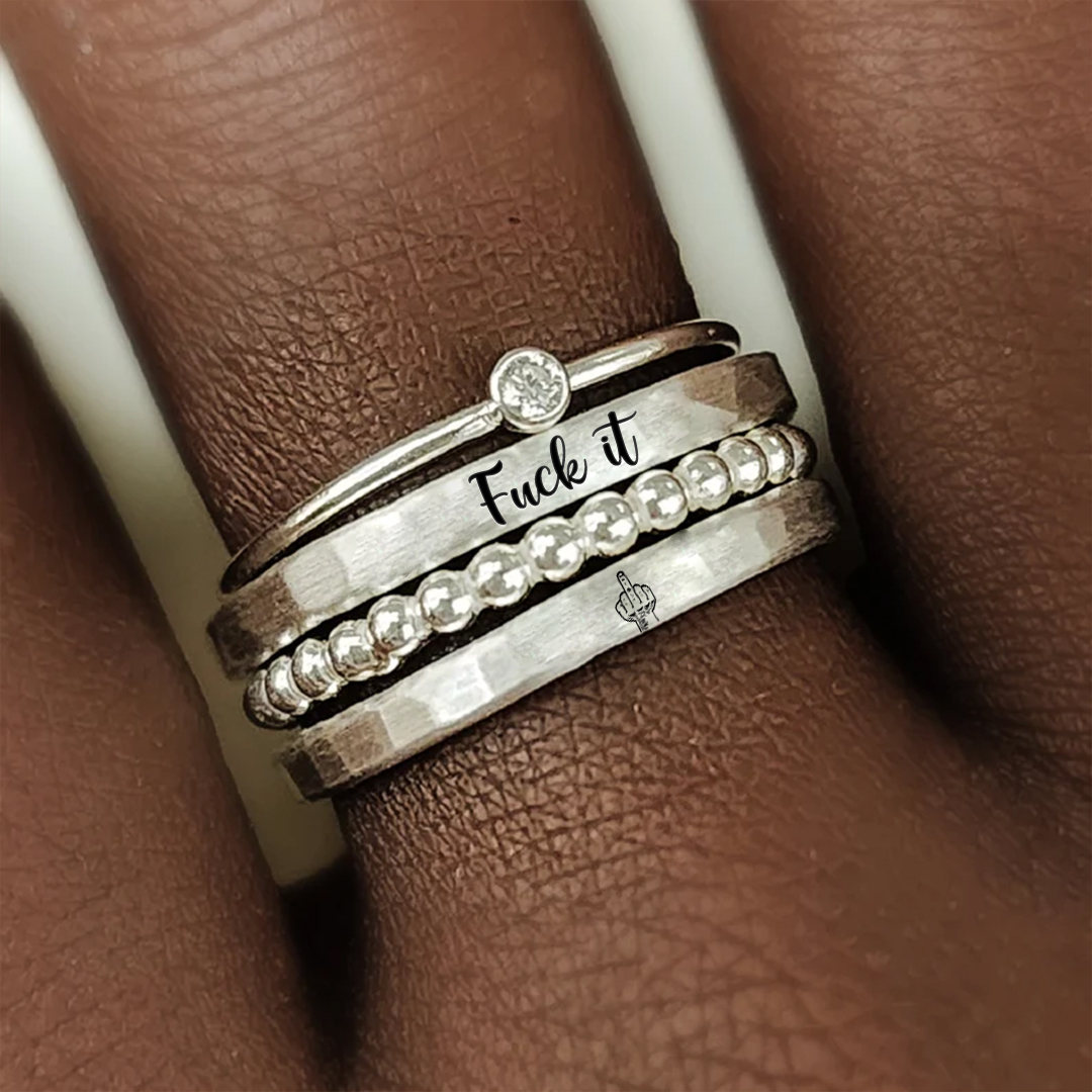 For Wife- Fuck It Stacked Ring - 4 Rings Set