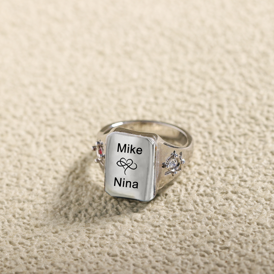 For Love - S925 Name And Birthstone Custom Ring