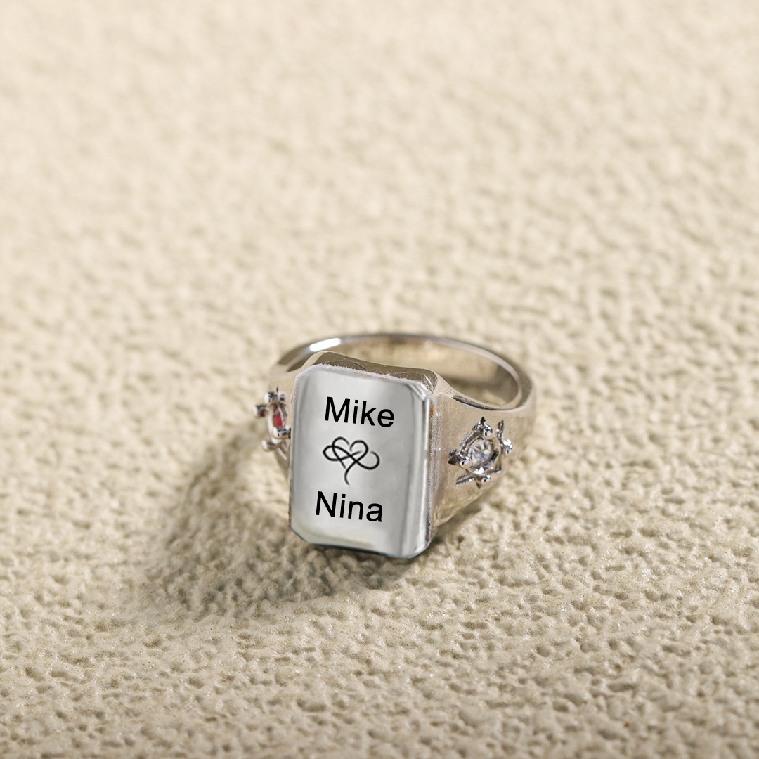 For Love - S925 Name And Birthstone Custom Ring