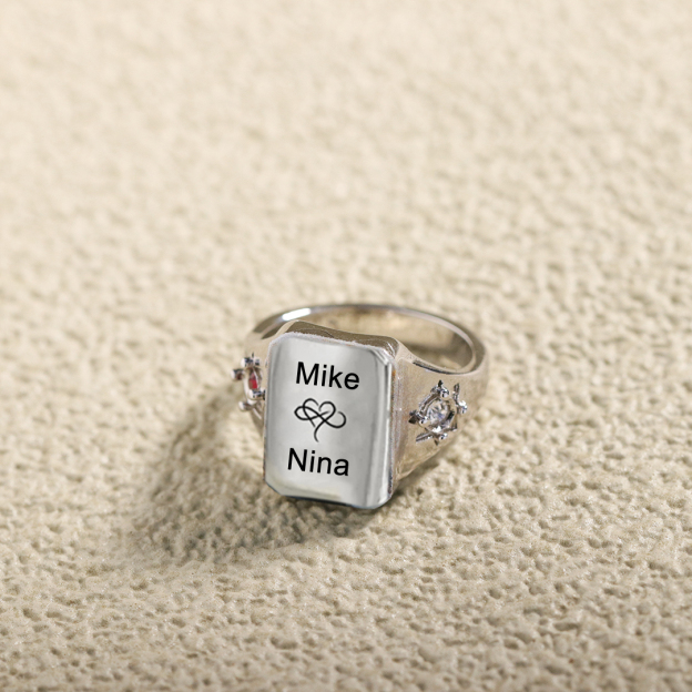 For Love - S925 Name And Birthstone Custom Ring