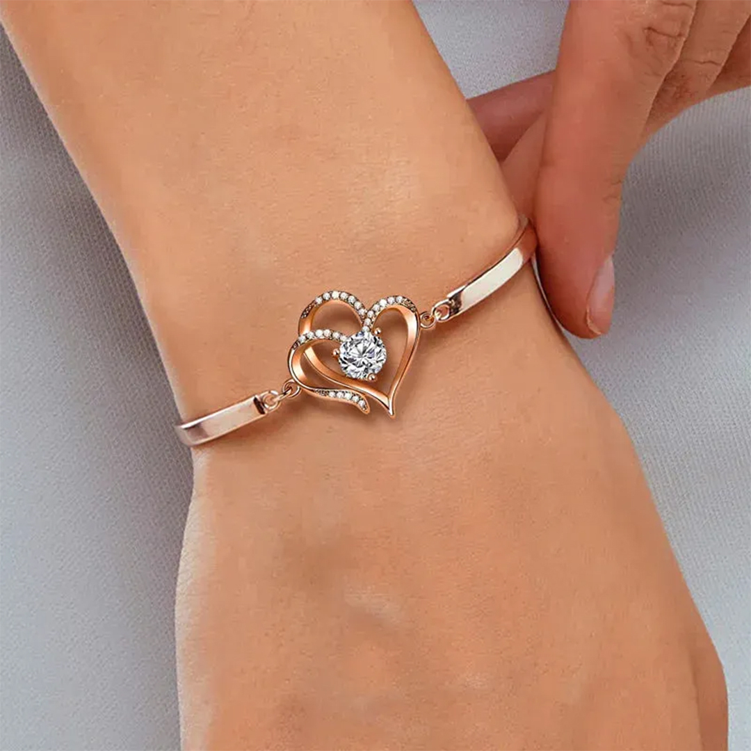 For Bonus Daughter- We Love You So Much Double Hearts And Diamonds Bracelet