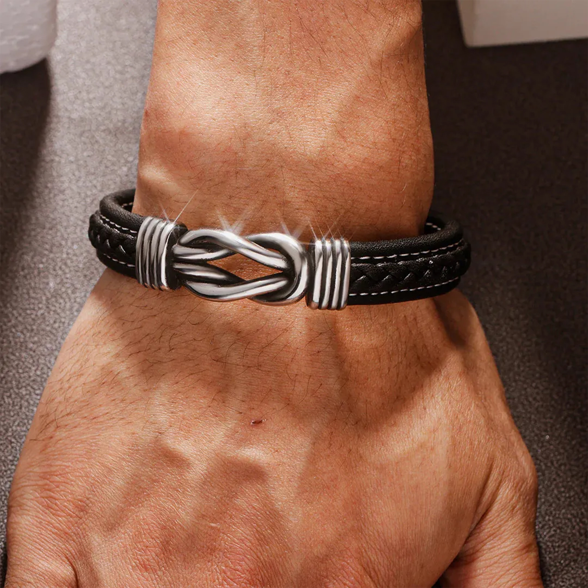 For Son - Mother & Son A link That Can Never Be Undone Black Knot Bracelet