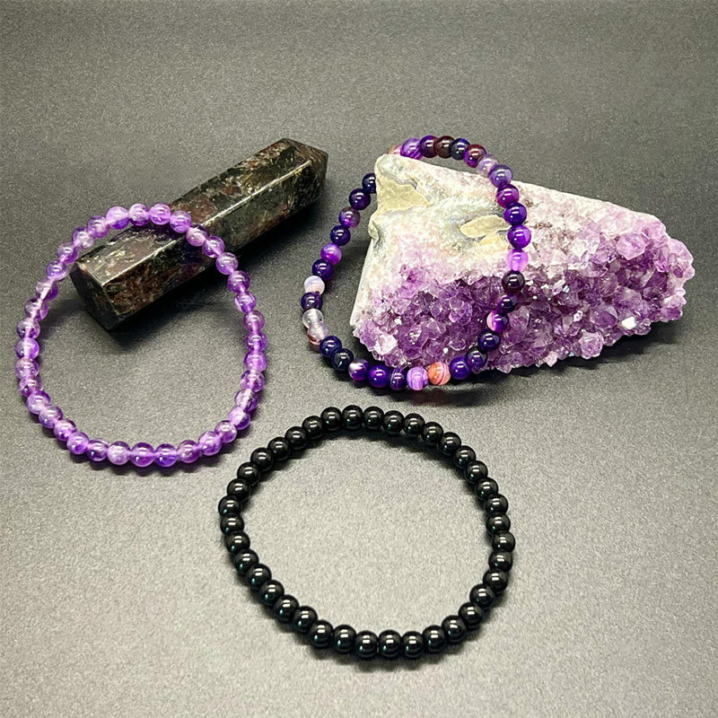 I Will Love And Protect You From Anything You Fear Amethyst Stress Relief Beaded Bracelet Set