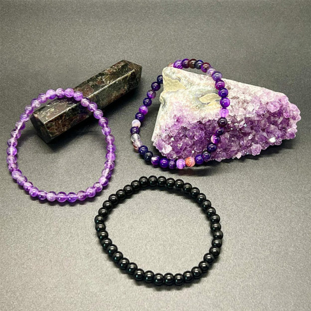 I Will Love And Protect You From Anything You Fear Amethyst Stress Relief Beaded Bracelet Set