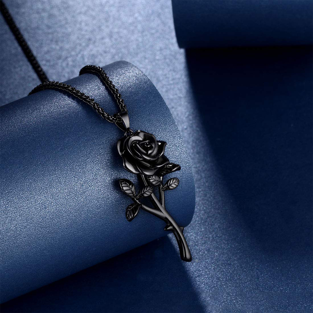 Black rose stands for survival Necklace