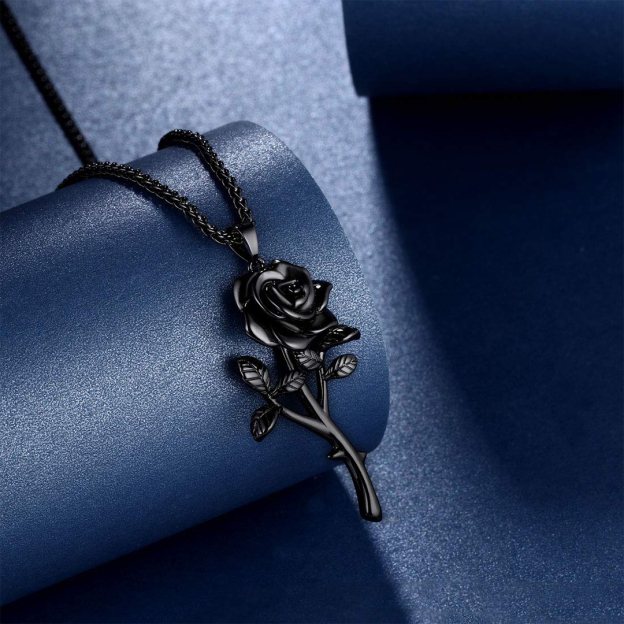 Black rose stands for survival Necklace