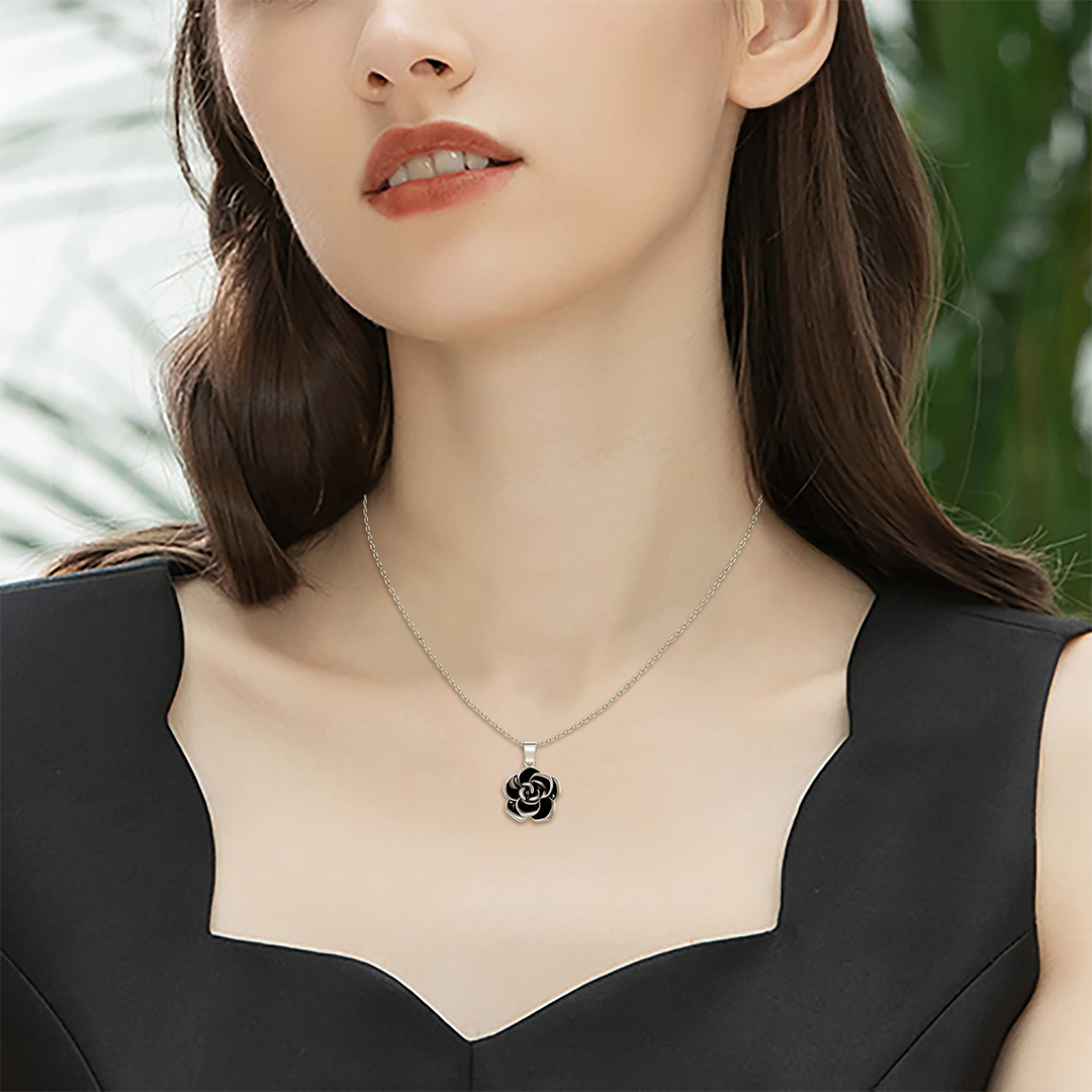 Strong As Fuck Black Rose Elegant Necklace