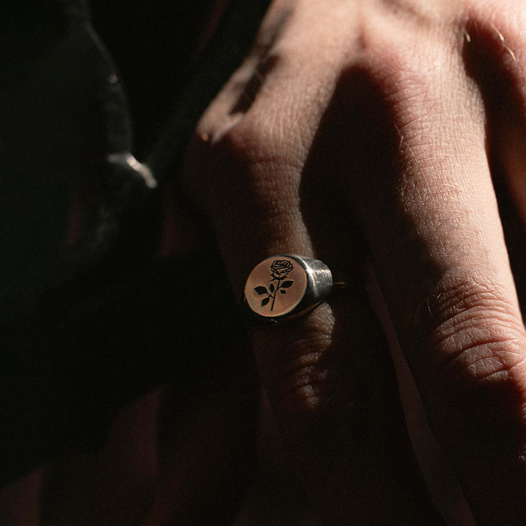 Rose Signet Ring in Sterling Silver