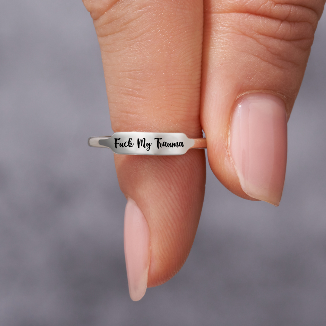Fuck My Trauma Dainty Bar Ring