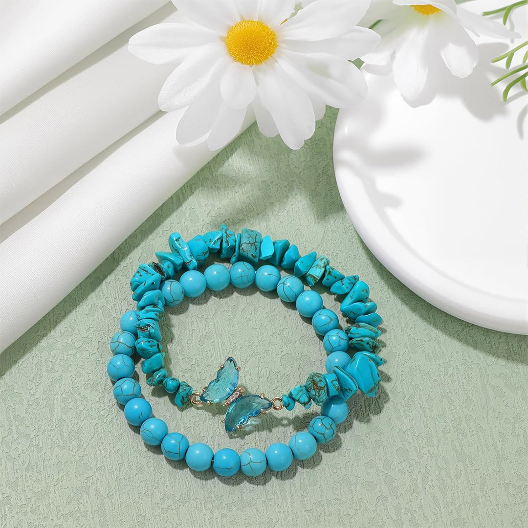 They Fly With Us Every Day Double-layer crystal butterfly bracelet