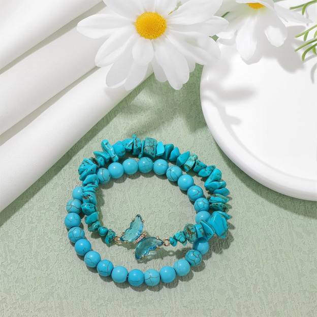 They Fly With Us Every Day Double-layer crystal butterfly bracelet