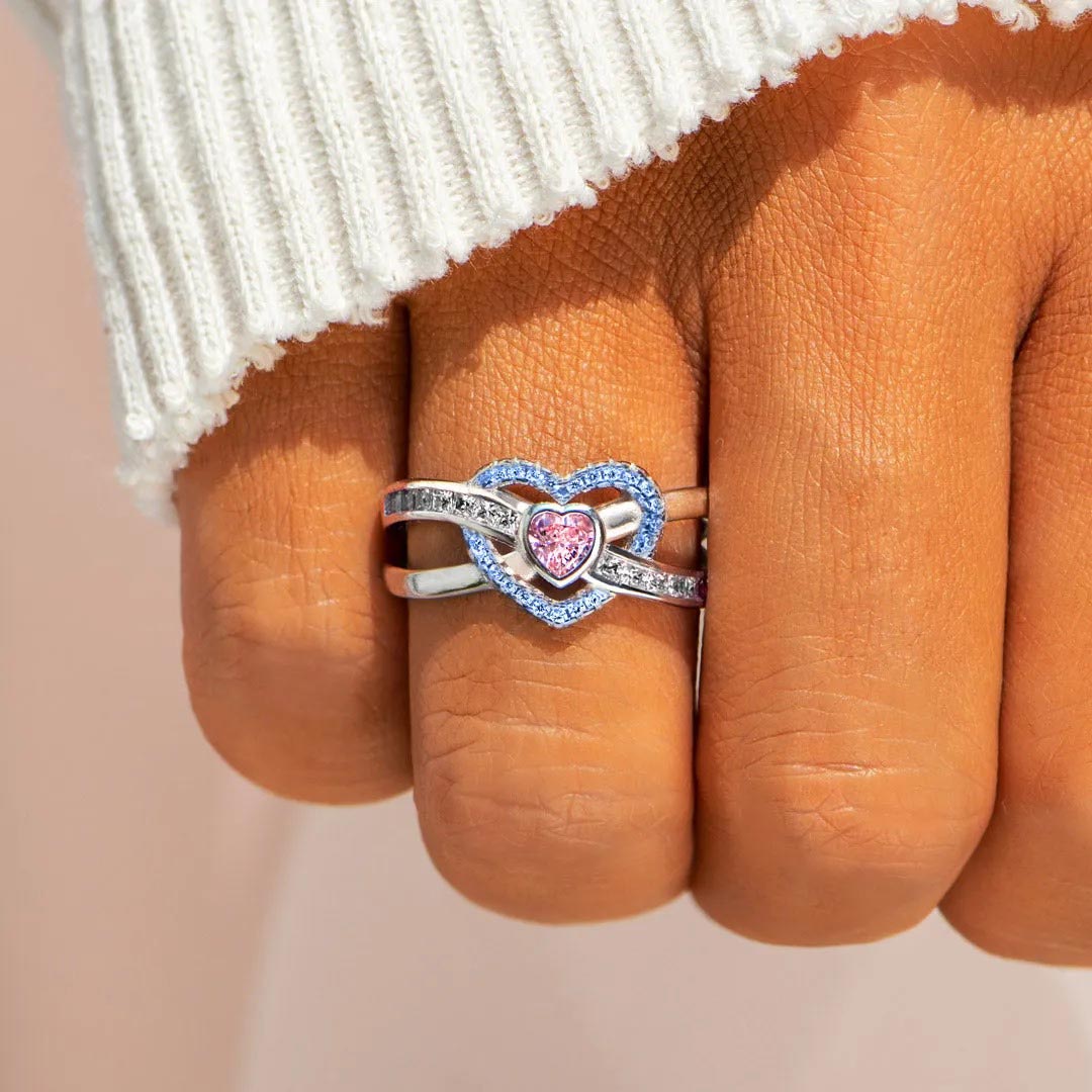 S925 Mother & Daughter Forever Linked Together Custom Infinite Love Ring