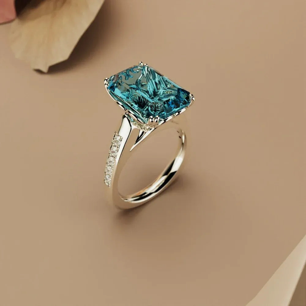 S925 Emerald Cut Diamond Ring