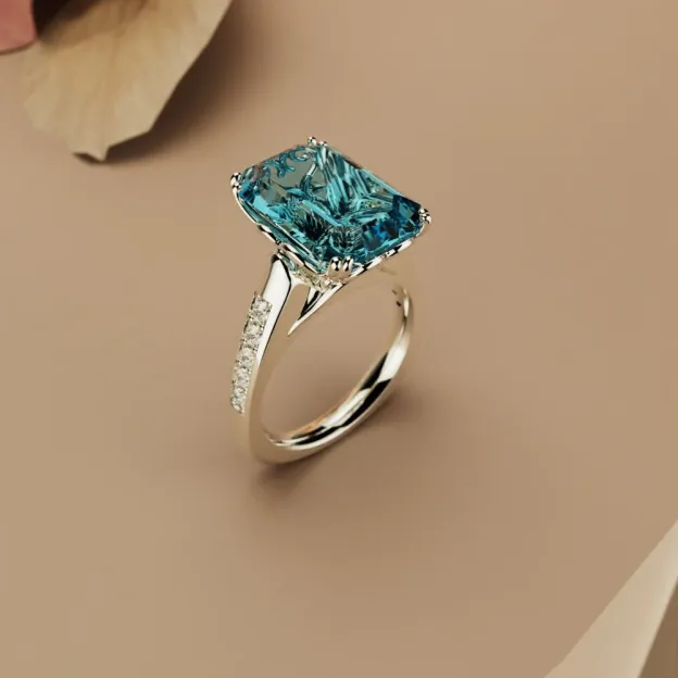 S925 Emerald Cut Diamond Ring