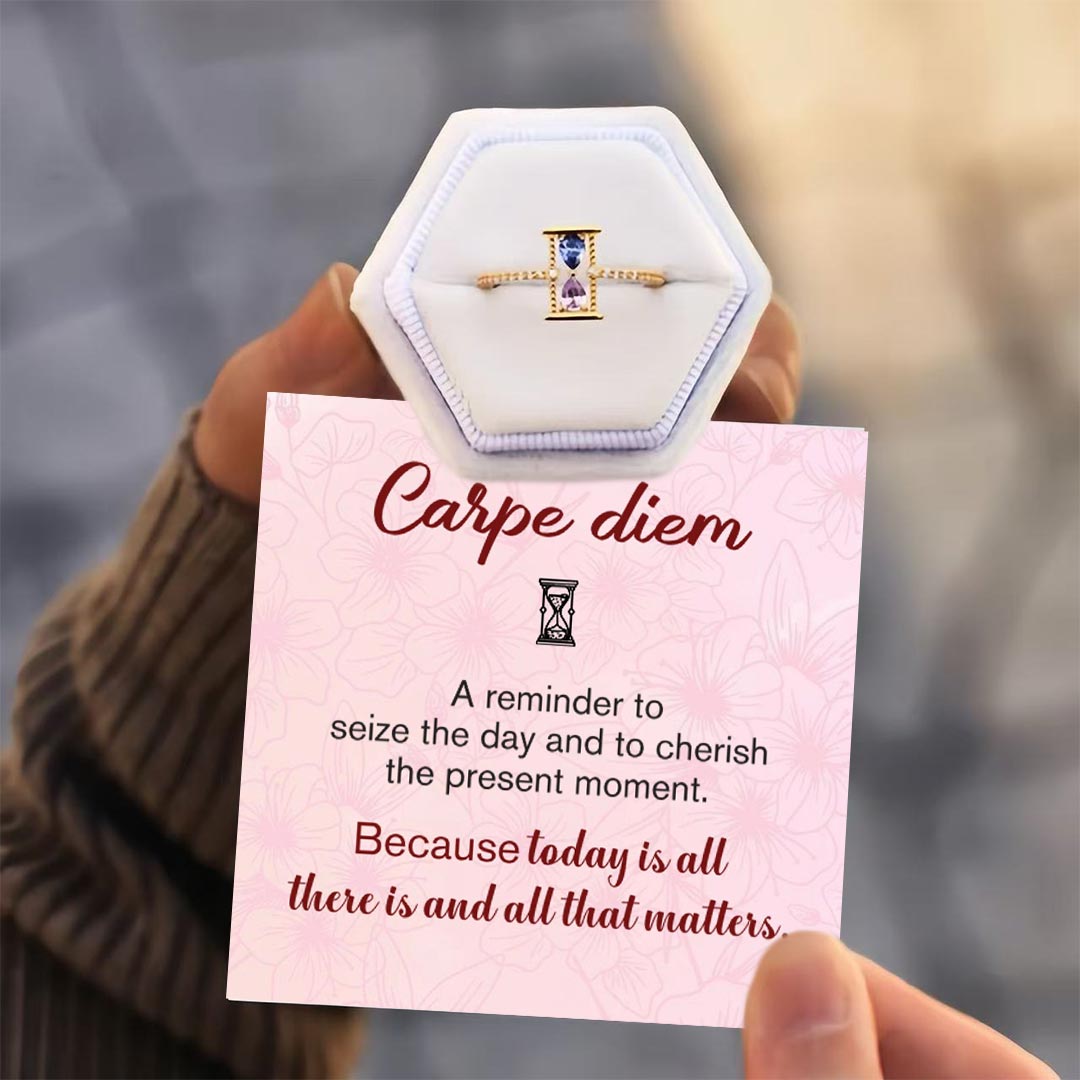 Carpe Diem Hourglass Double Diamond Ring