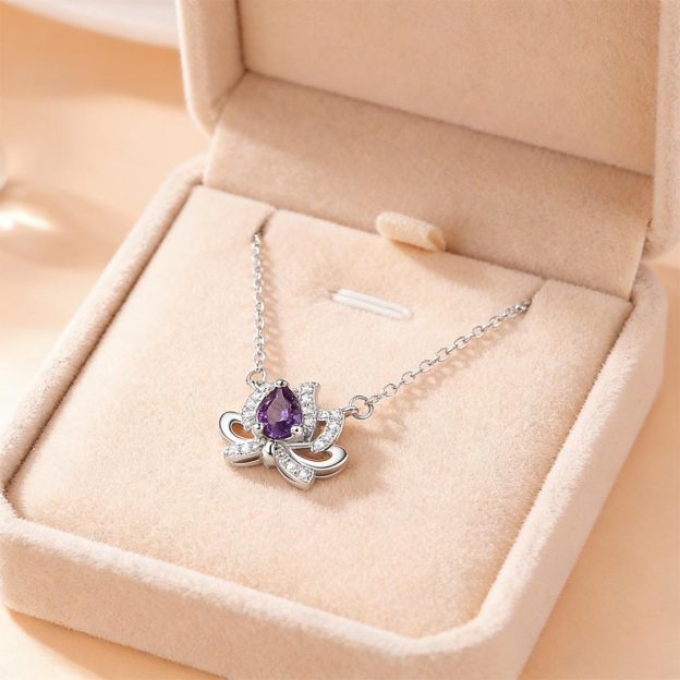 925 Sterling Silver Lotus Bow Necklace