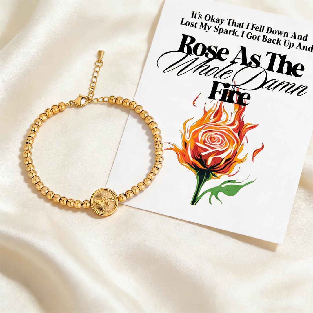 For Self-Made Of Fire Rose Print Beaded Bracelet