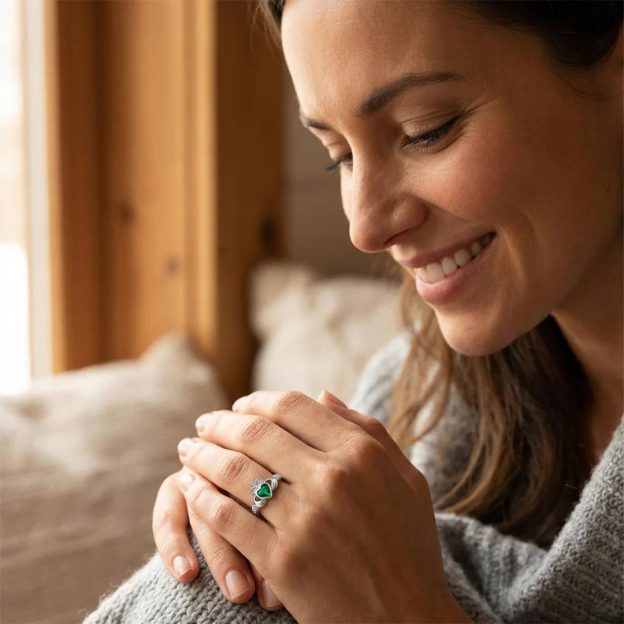 Claddagh Emerald Ring