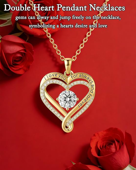 For Love - I Love You For Always & Forever Necklace With Rose Box