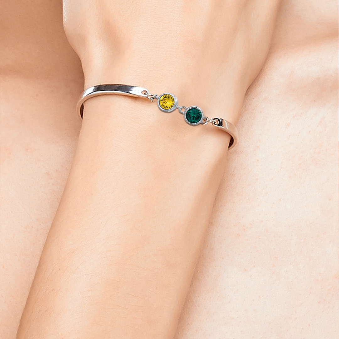 Mother And Daughter Forever Linked Together Two Custom Birthstones Bracelet