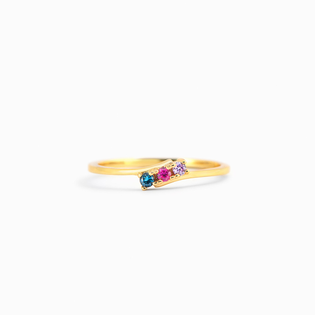 For Mother - Golden Route Birthstone Custom Ring