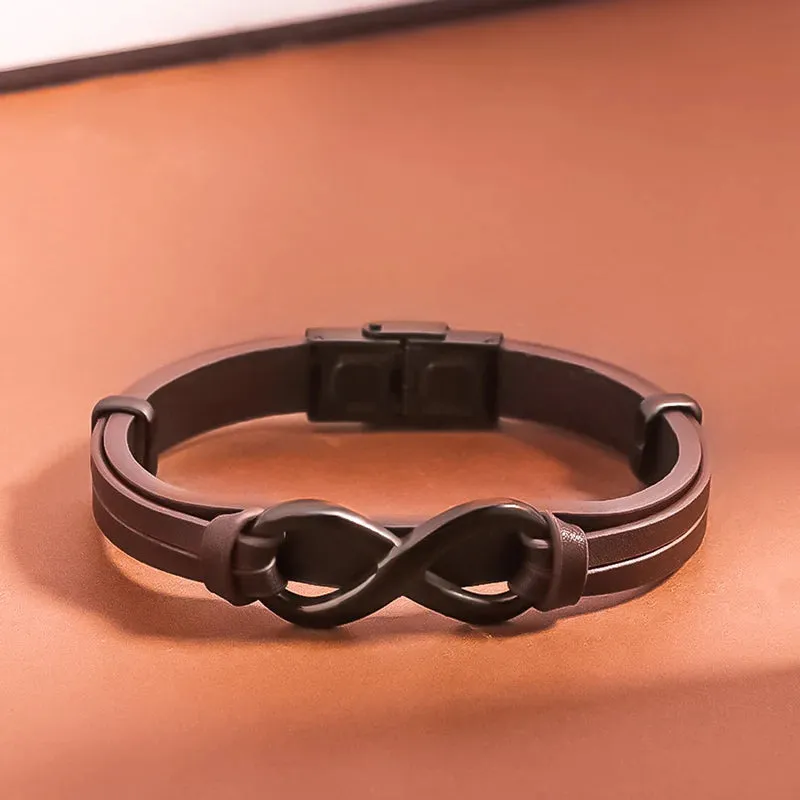 For Son - Mother & Son Forever Linked Together Infinity Leather Bracelet