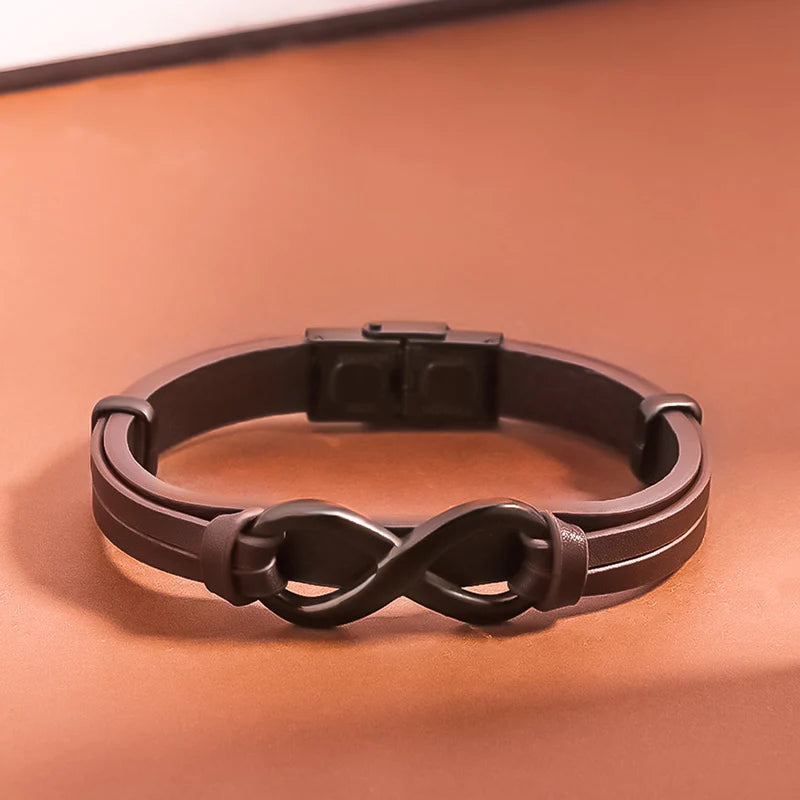 For Son - I Love You Until Infinity Runs Out Infinity Leather Bracelet