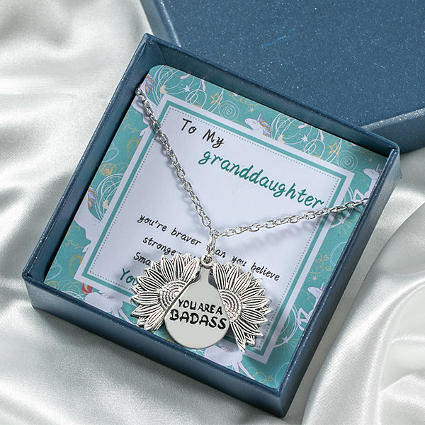 For Granddaughter - You Are A Badass Sunflower Necklace-37bracelet