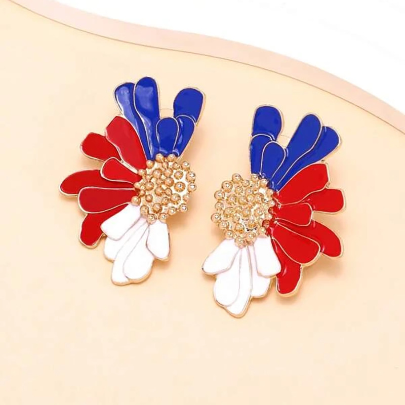 US Flag Flower Earrings