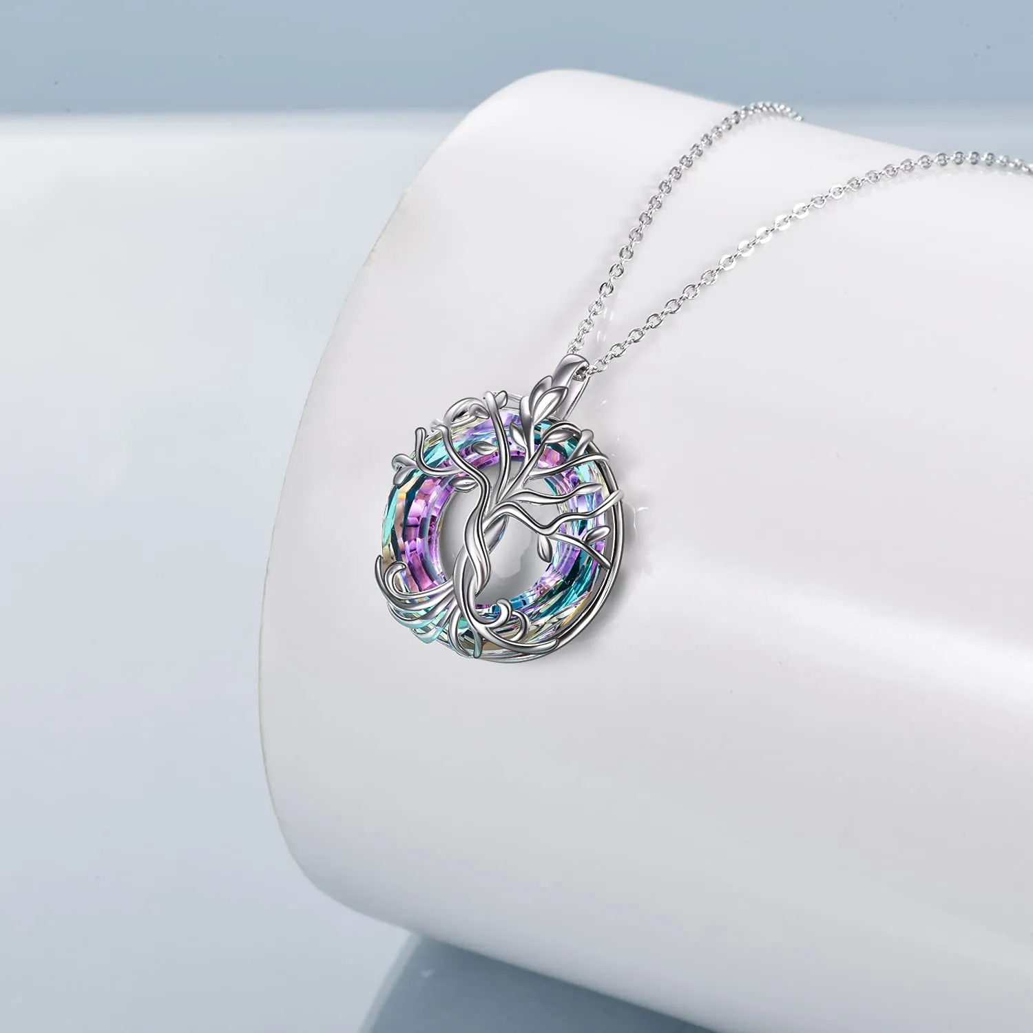 For Mom - S925 Mom is the Family Root Tree Crystal Necklace
