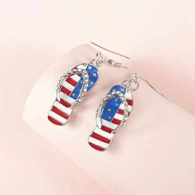 US Flag Slippers Earrings