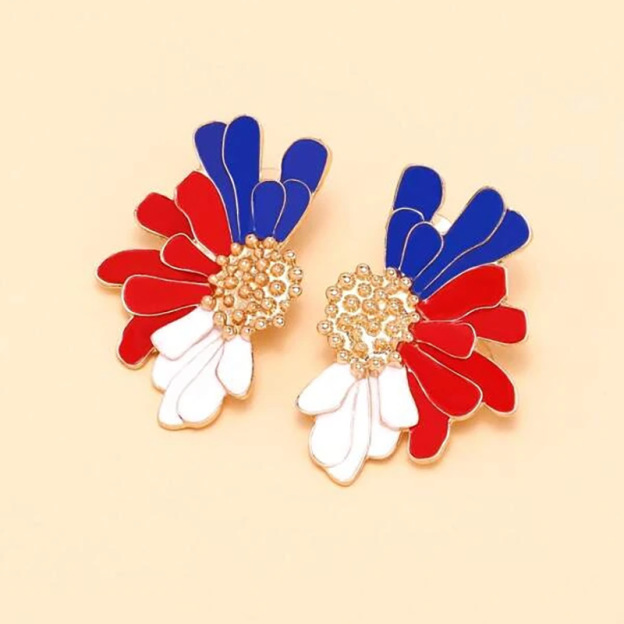 US Flag Flower Earrings