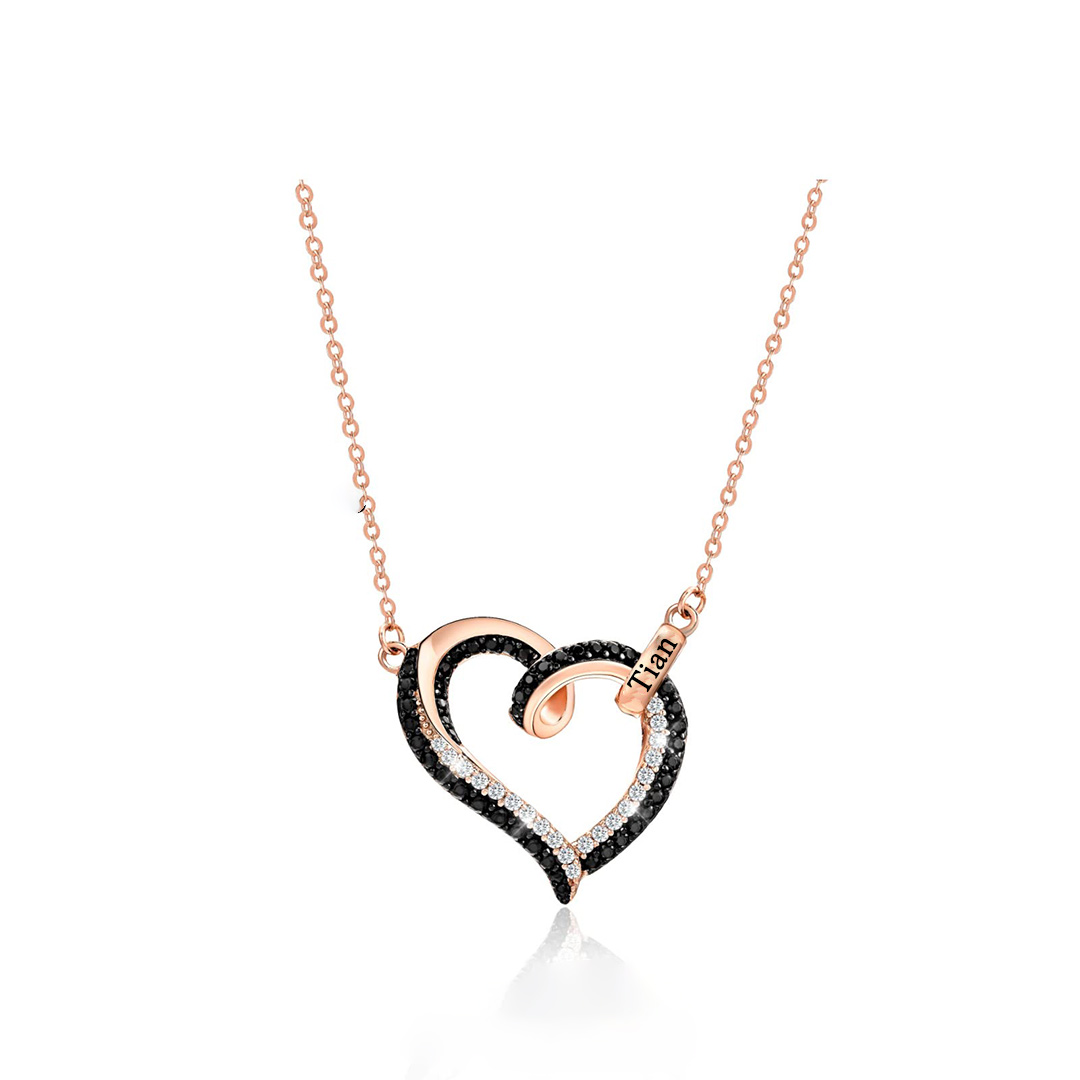 For Memorial - Life And Death Black Diamond Love Name Custom Necklace