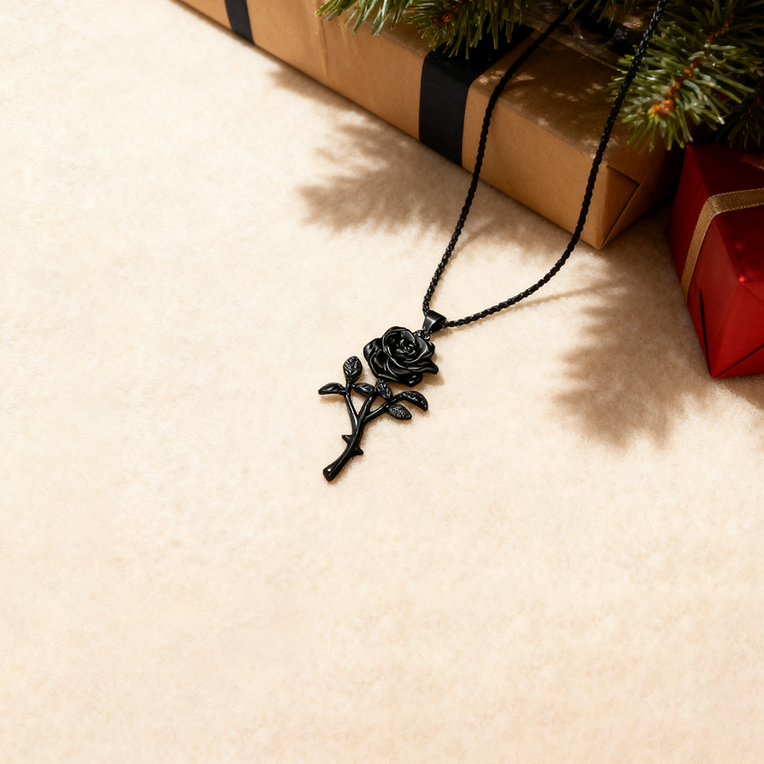 Begin Again Black Rose Necklace