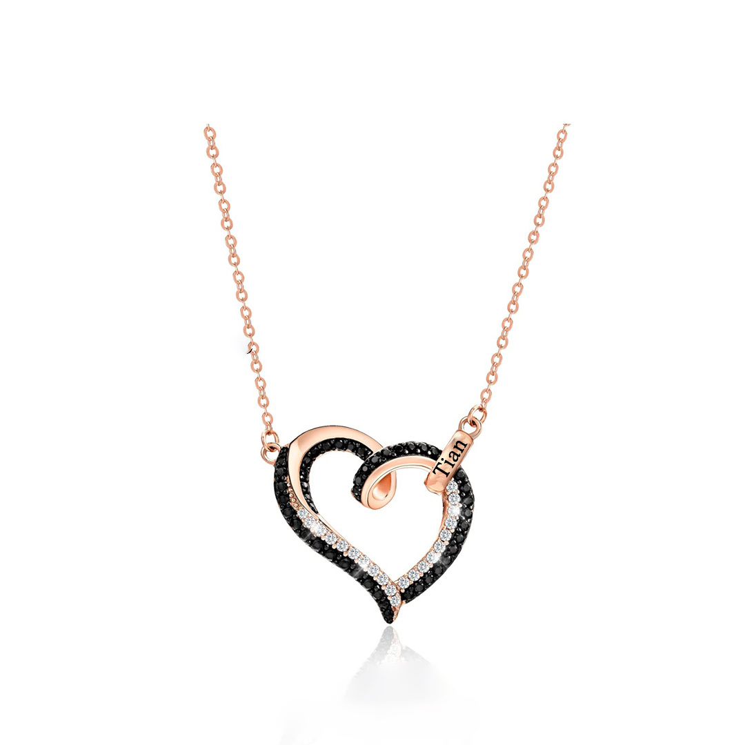 For Memorial - Life And Death Black Diamond Love Name Custom Necklace