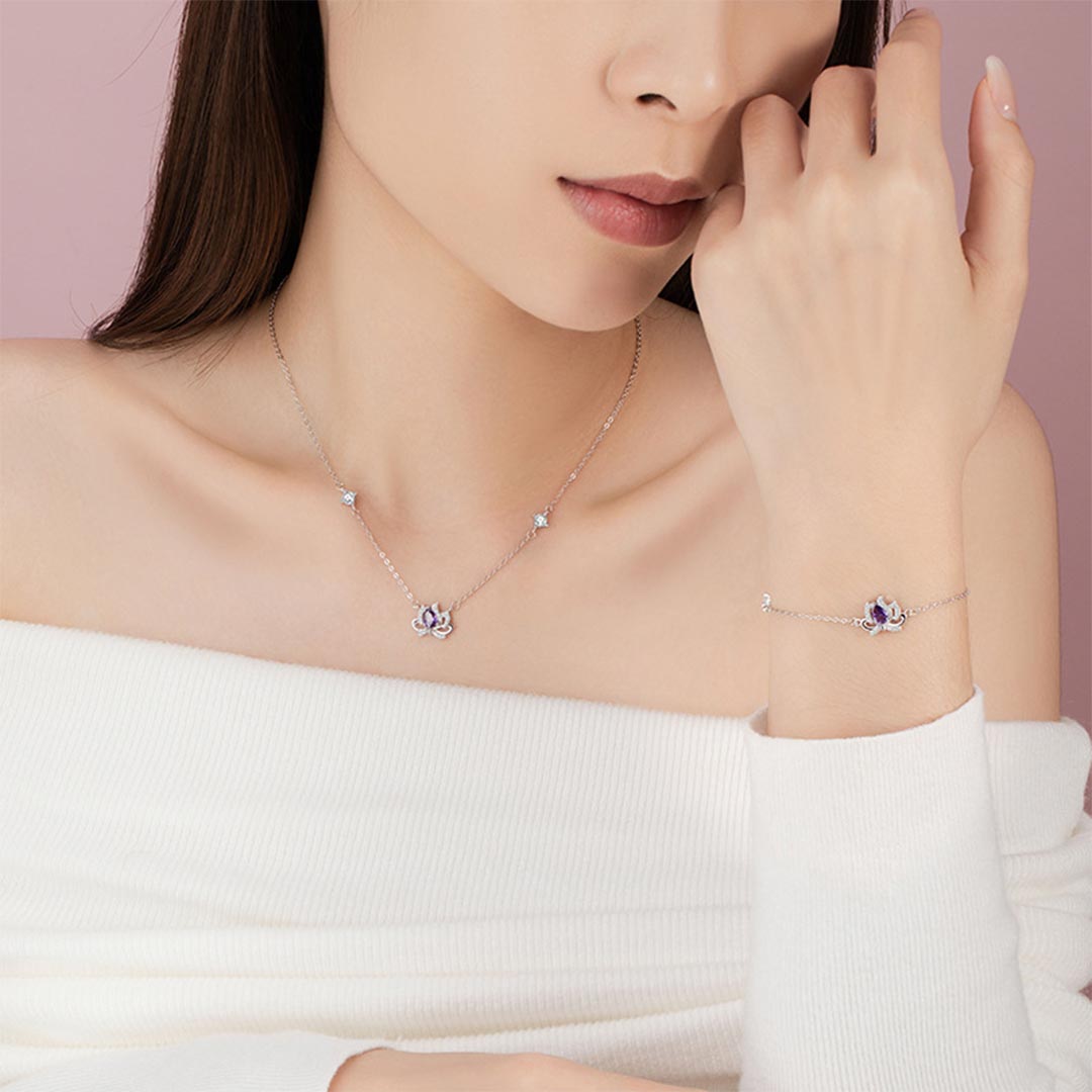 925 Sterling Silver Lotus Bow Necklace