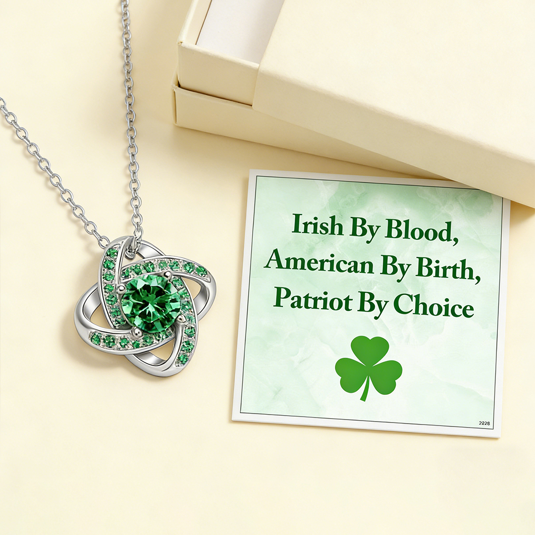 Irish Celtic Knot Emerald Necklace