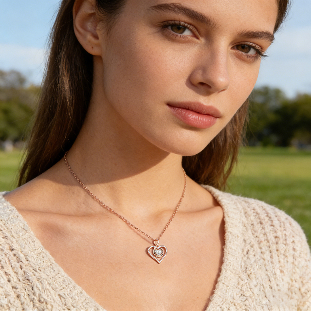 For Mom - I Love You Diamond Infinity Heart Necklace