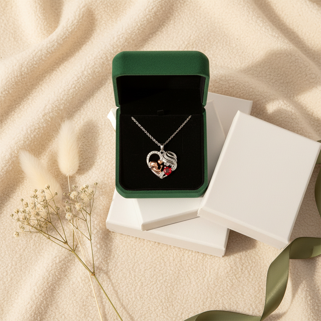 Custom Mother's Birthstone Heart Necklace