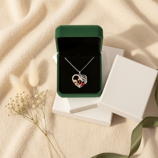 Custom Mother's Birthstone Heart Necklace