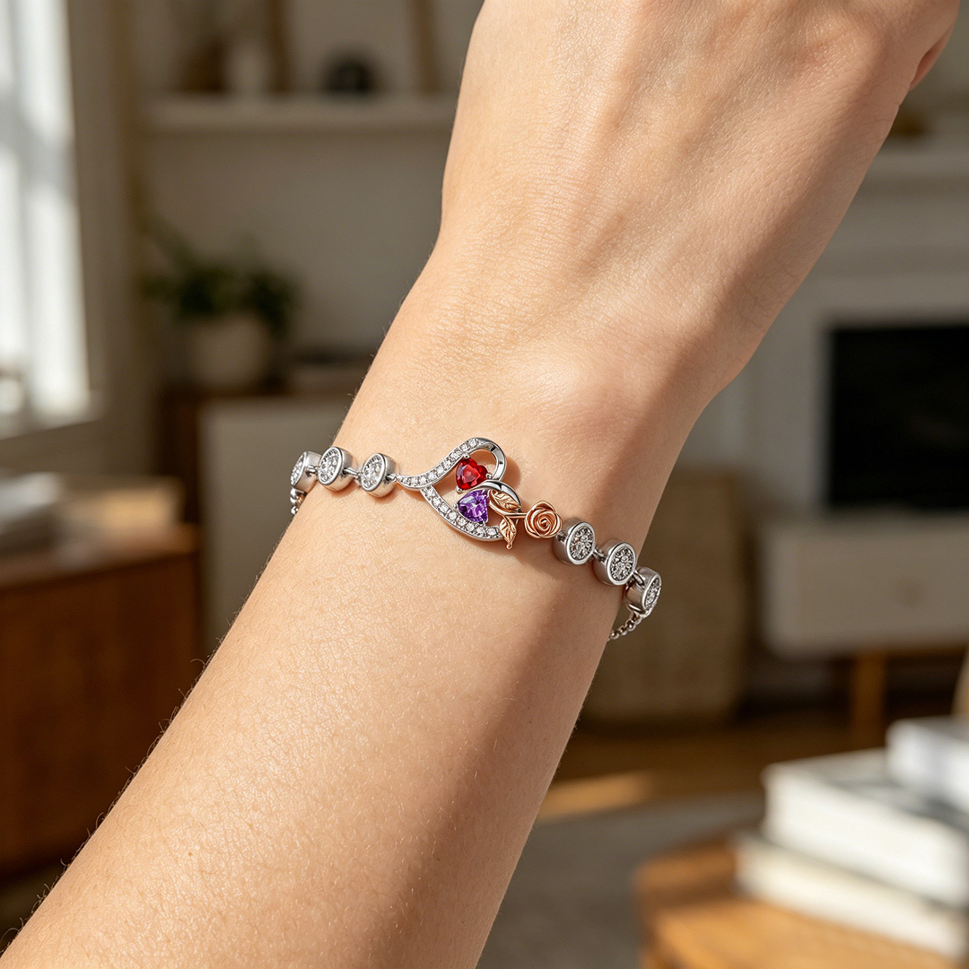 For mother -You are the most beautiful rose in my life Custom Birthstone Bracelet