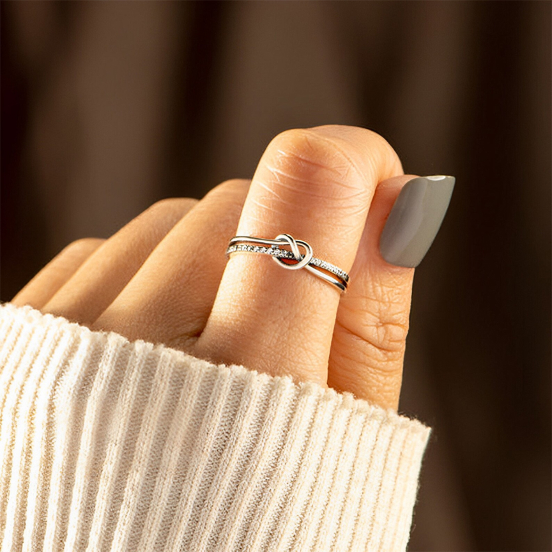 S925 The Love Between Mother And Daughter Is Forever Double Knot Ring