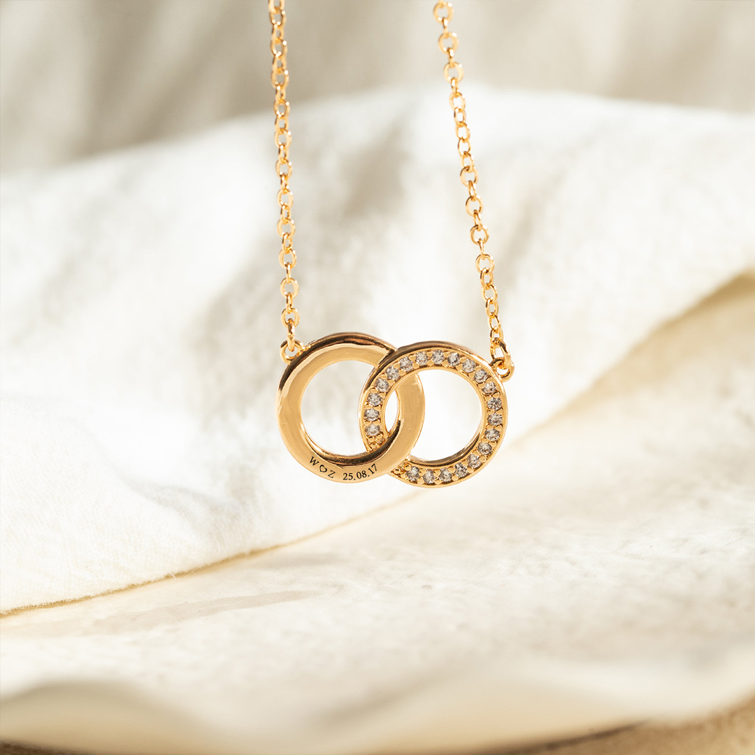 For Love - S925 We Are Forever Linked Together Initials Date Custom Interlocking Necklace