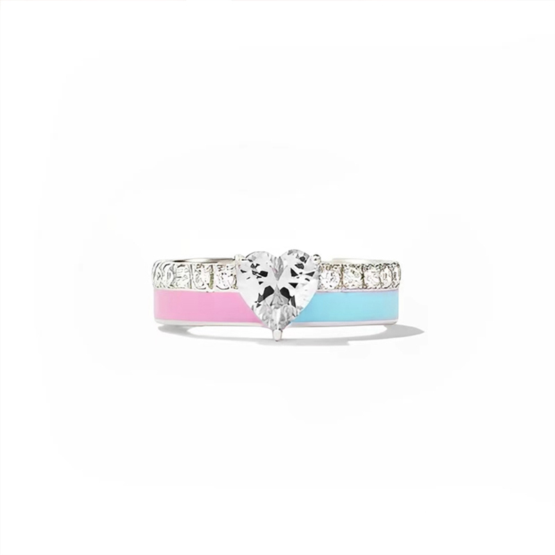 For Self - S925 Love Yourself Unconditionally Pink & Blue Drip Glaze H