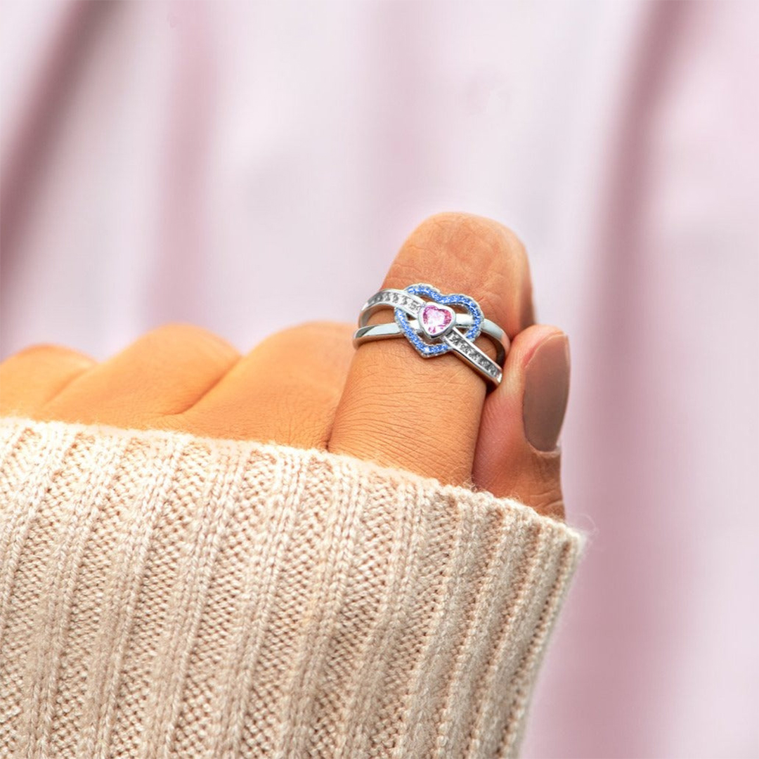 S925 Mother & Daughter Forever Linked Together Custom Infinite Love Diamond Ring